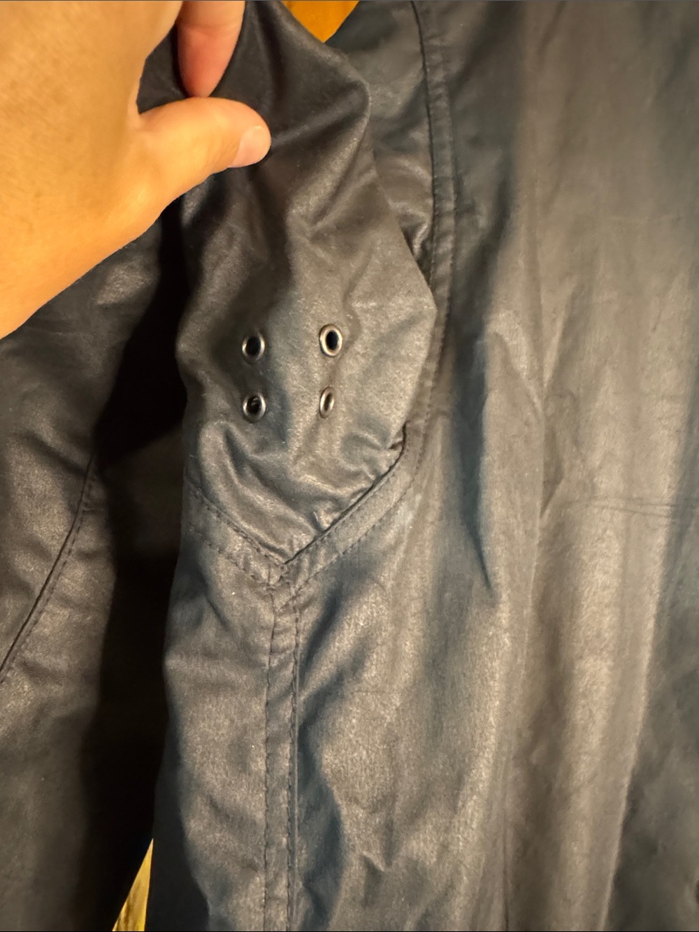 Barbour Border Wax Jacket in Navy with Corduroy Collar and Plaid Lining - Picture 9 of 16
